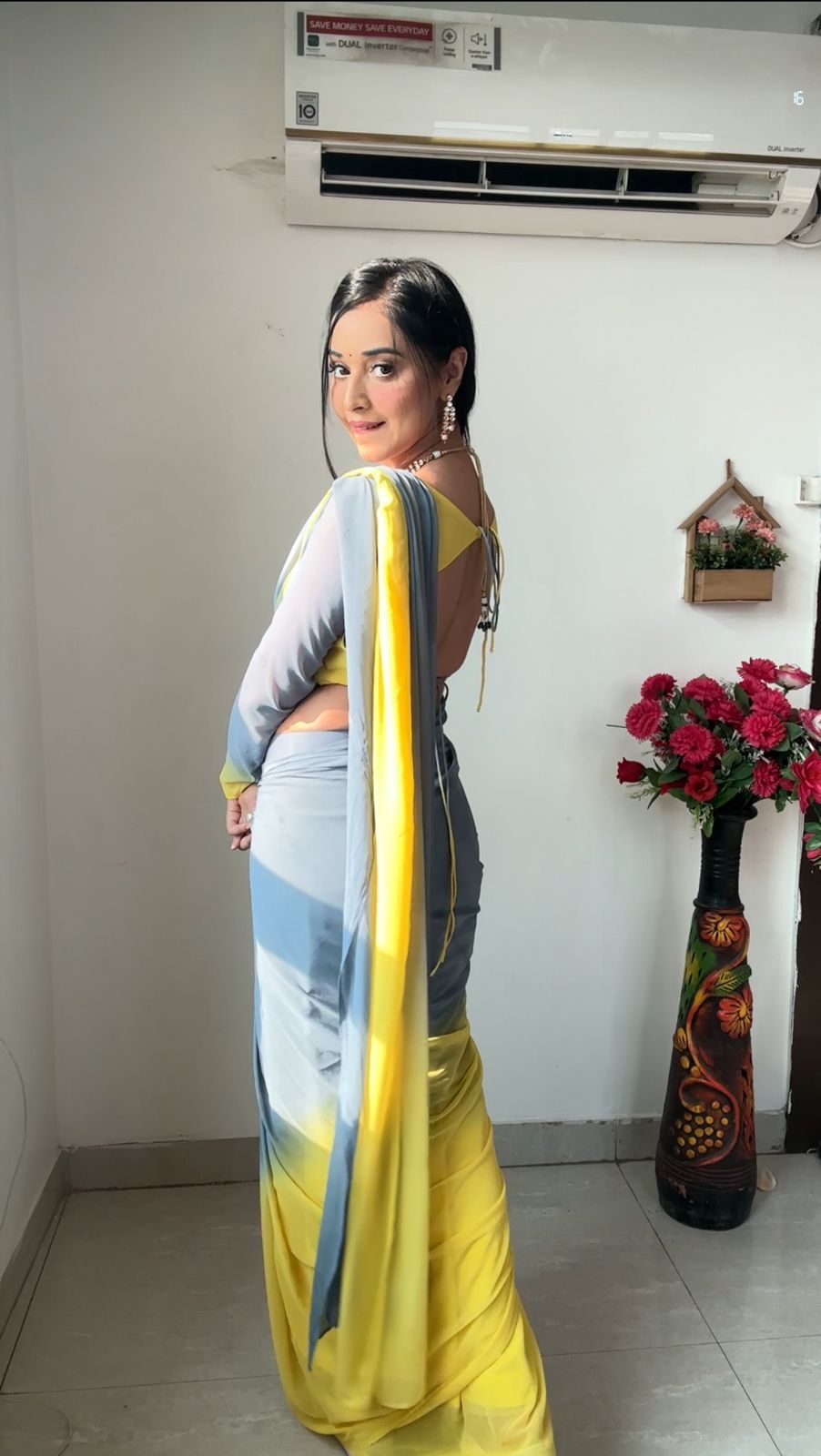 1 MIN READY TO WEAR SAREE IN IMPORTED GEORGETTE WITH HEAVY BLOUSE