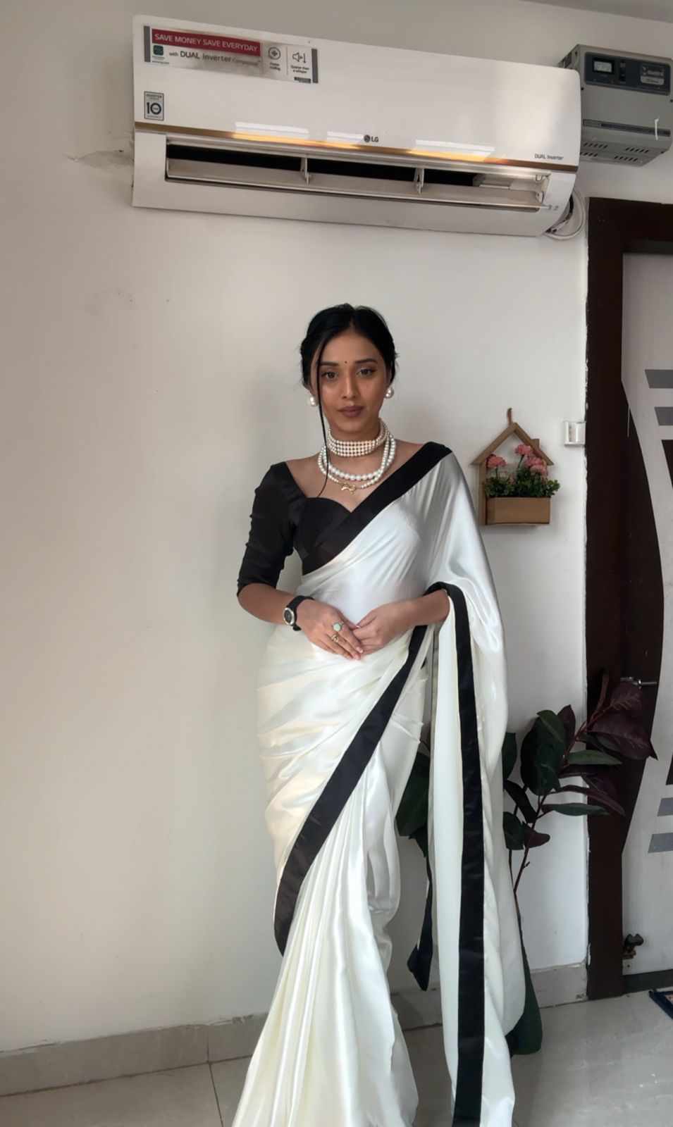 1 MIN READY TO WEAR SAREE IN PURE SOFT SATIN SILK SAREE WITH BLOUSE