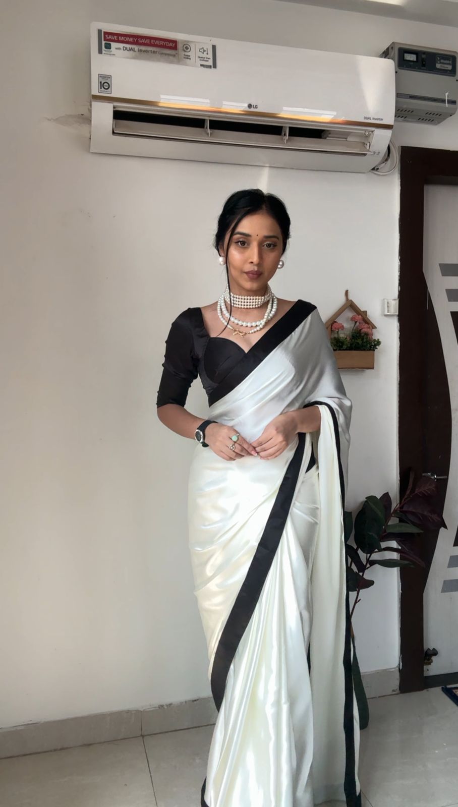 1 MIN READY TO WEAR SAREE IN PURE SOFT SATIN SILK SAREE WITH BLOUSE