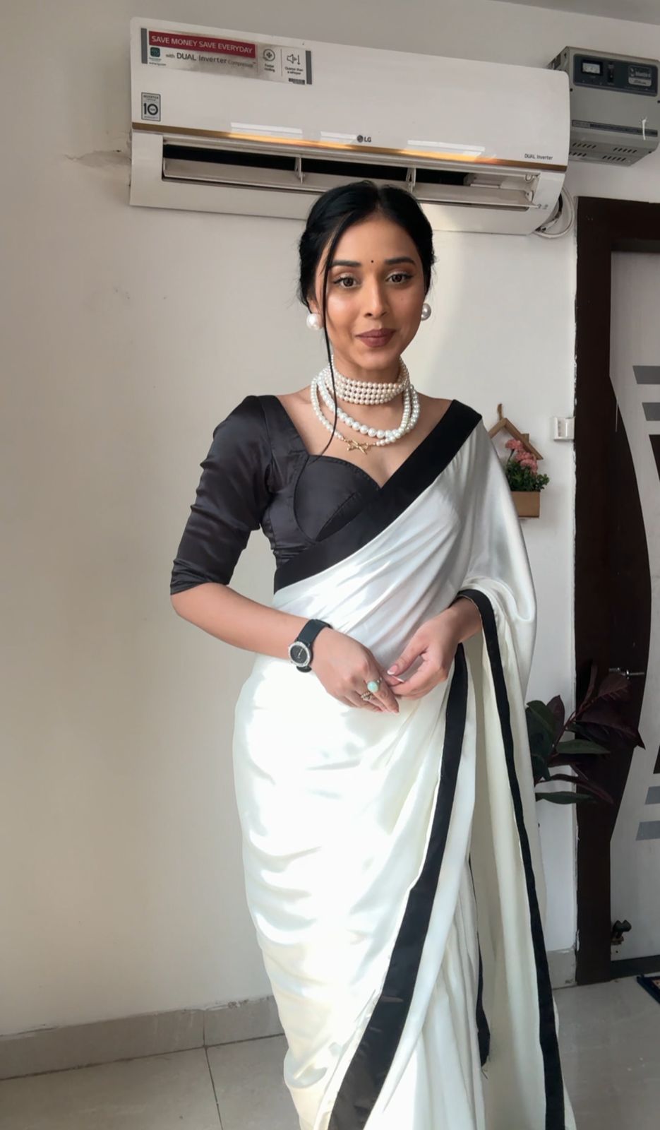 1 MIN READY TO WEAR SAREE IN PURE SOFT SATIN SILK SAREE WITH BLOUSE