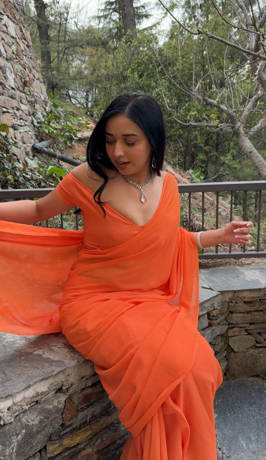 1-MIN READY TO WEAR SAREE IN SOFT GEORGETTE SILK WITH BLOUSE