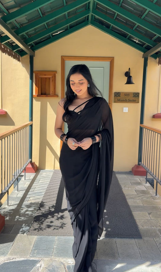 1-MIN READY TO WEAR SAREE IN SOFT GEORGETTE SILK WITH BLOUSE