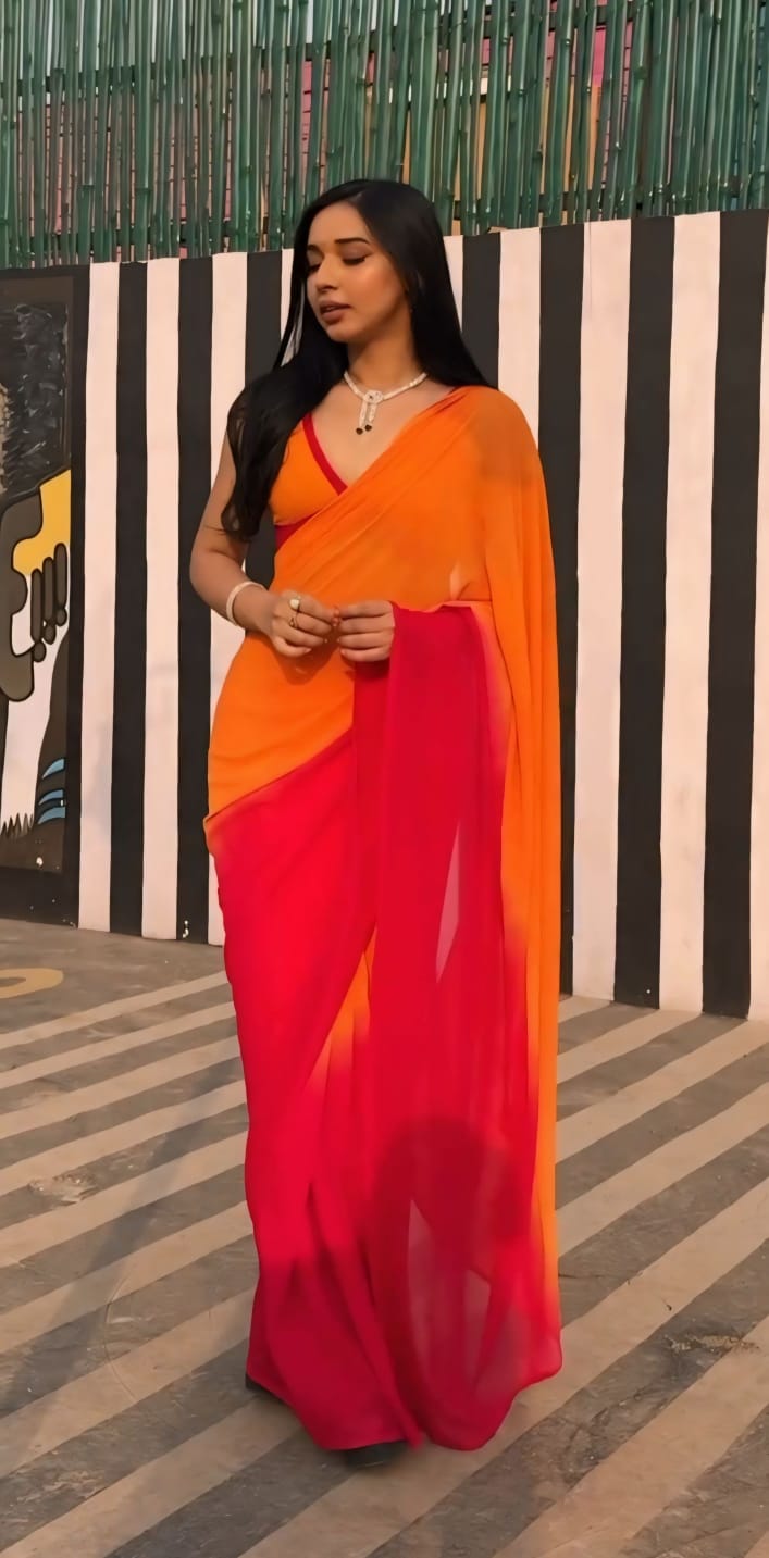 1 MIN READY TO WEAR SAREE IN IMPORTED GEORGETTE WITH BLOUSE