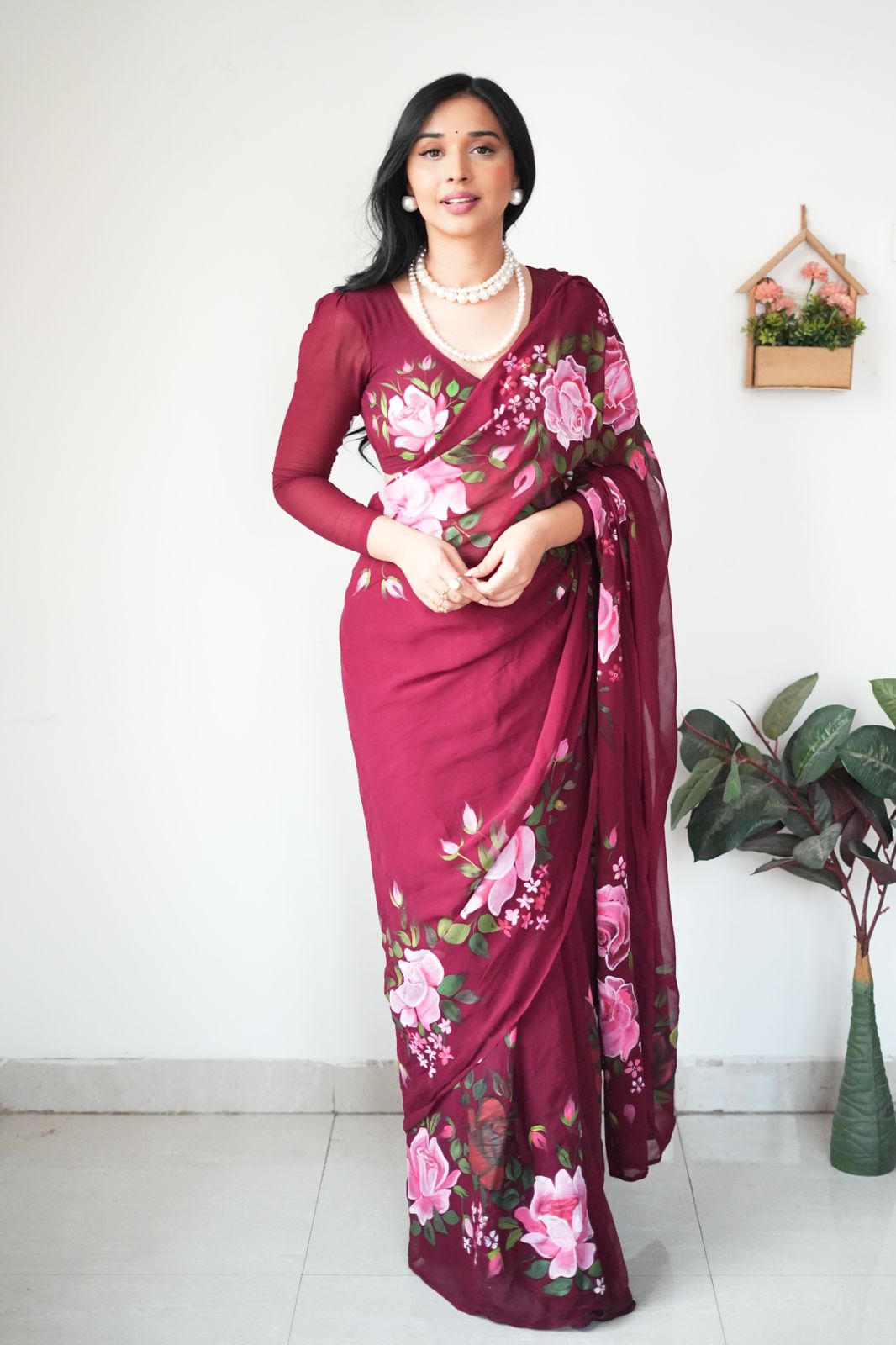1 MIN READY TO WEAR SAREE IN PURE SOFT GEORGETTE WITH BLOUSE