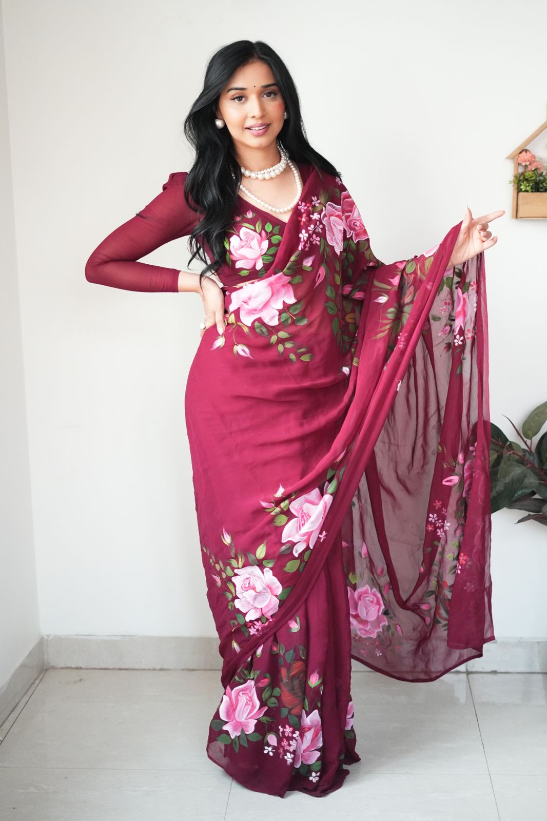 1 MIN READY TO WEAR SAREE IN PURE SOFT GEORGETTE WITH BLOUSE