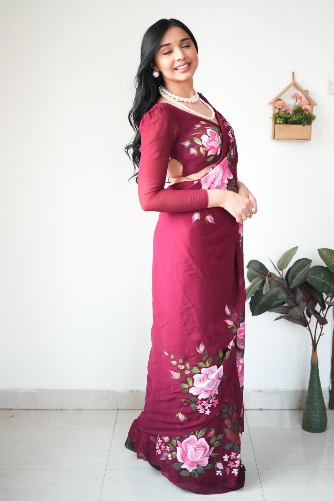 1 MIN READY TO WEAR SAREE IN PURE SOFT GEORGETTE WITH BLOUSE