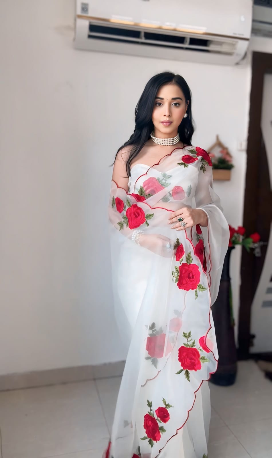 1 MIN READY TO WEAR SAREE IN PURE SOFT ORGANZA WITH BLOUSE