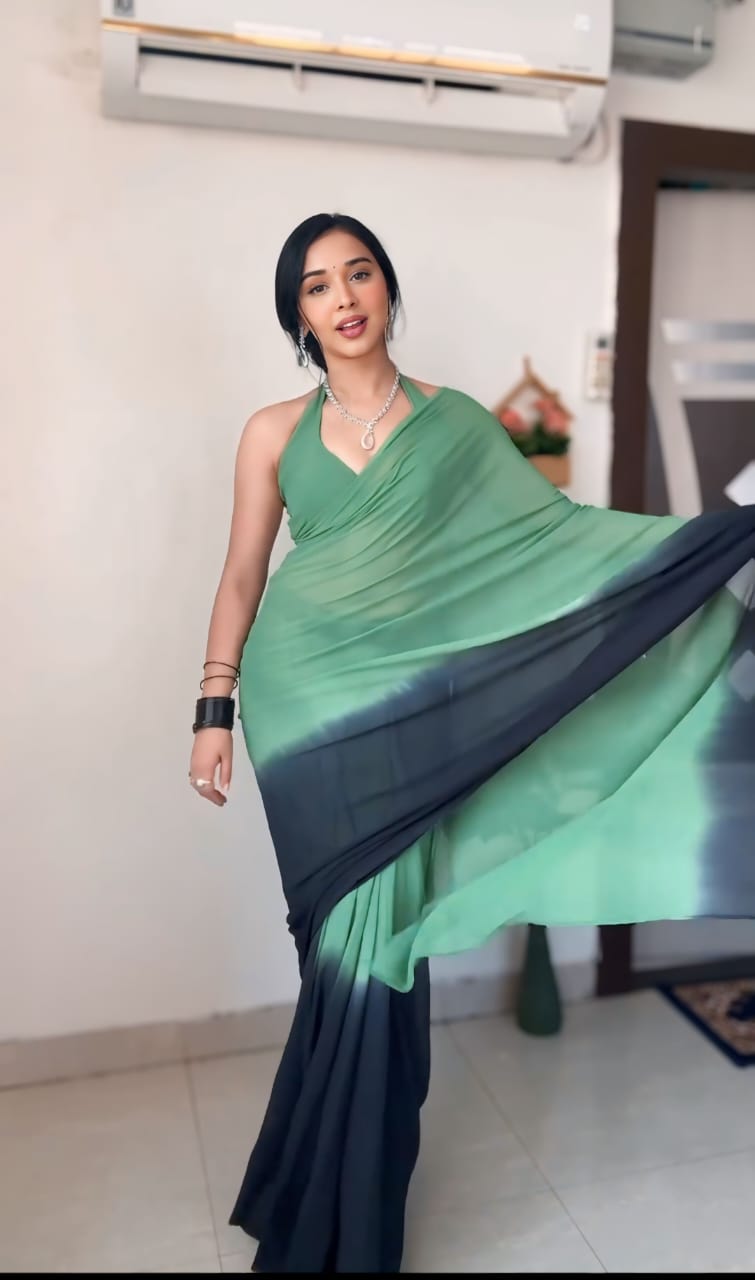 1 MIN READY TO WEAR SAREE IN PURE SOFT GEORGETTE WITH BLOUSE