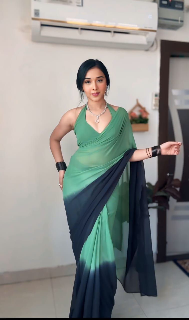 1 MIN READY TO WEAR SAREE IN PURE SOFT GEORGETTE WITH BLOUSE