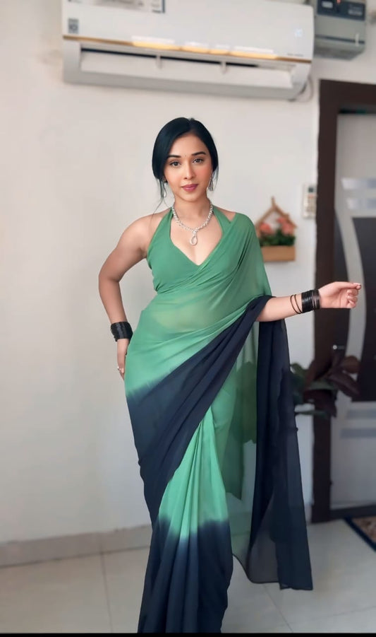 1 MIN READY TO WEAR SAREE IN PURE SOFT GEORGETTE WITH BLOUSE