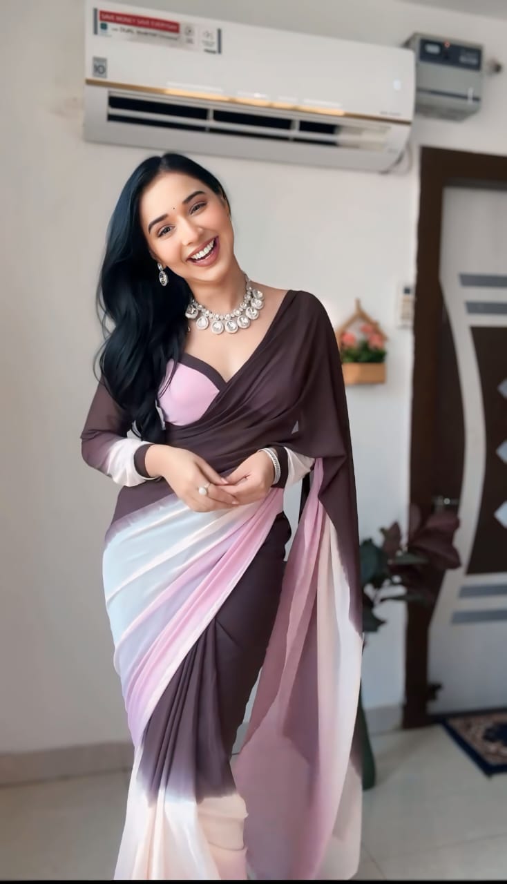 1 MIN READY TO WEAR SAREE IN PURE SOFT GEORGETTE WITH BLOUSE