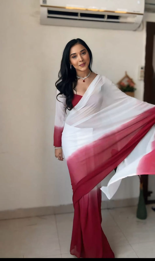 1 MIN READY TO WEAR SAREE IN PURE SOFT GEORGETTE WITH BLOUSE