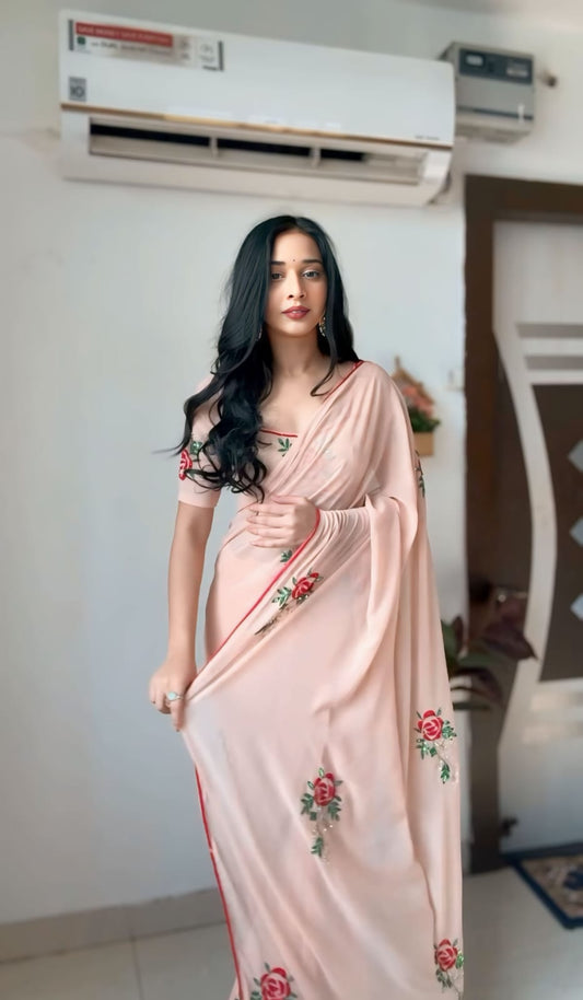 1 MIN READY TO WEAR SAREE IN PURE SOFT GEORGETTE WITH BLOUSE