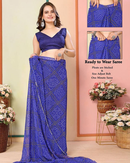 1 MIN READY TO WEAR SAREE IN PURE SOFT GEORGETTE WITH BLOUSE