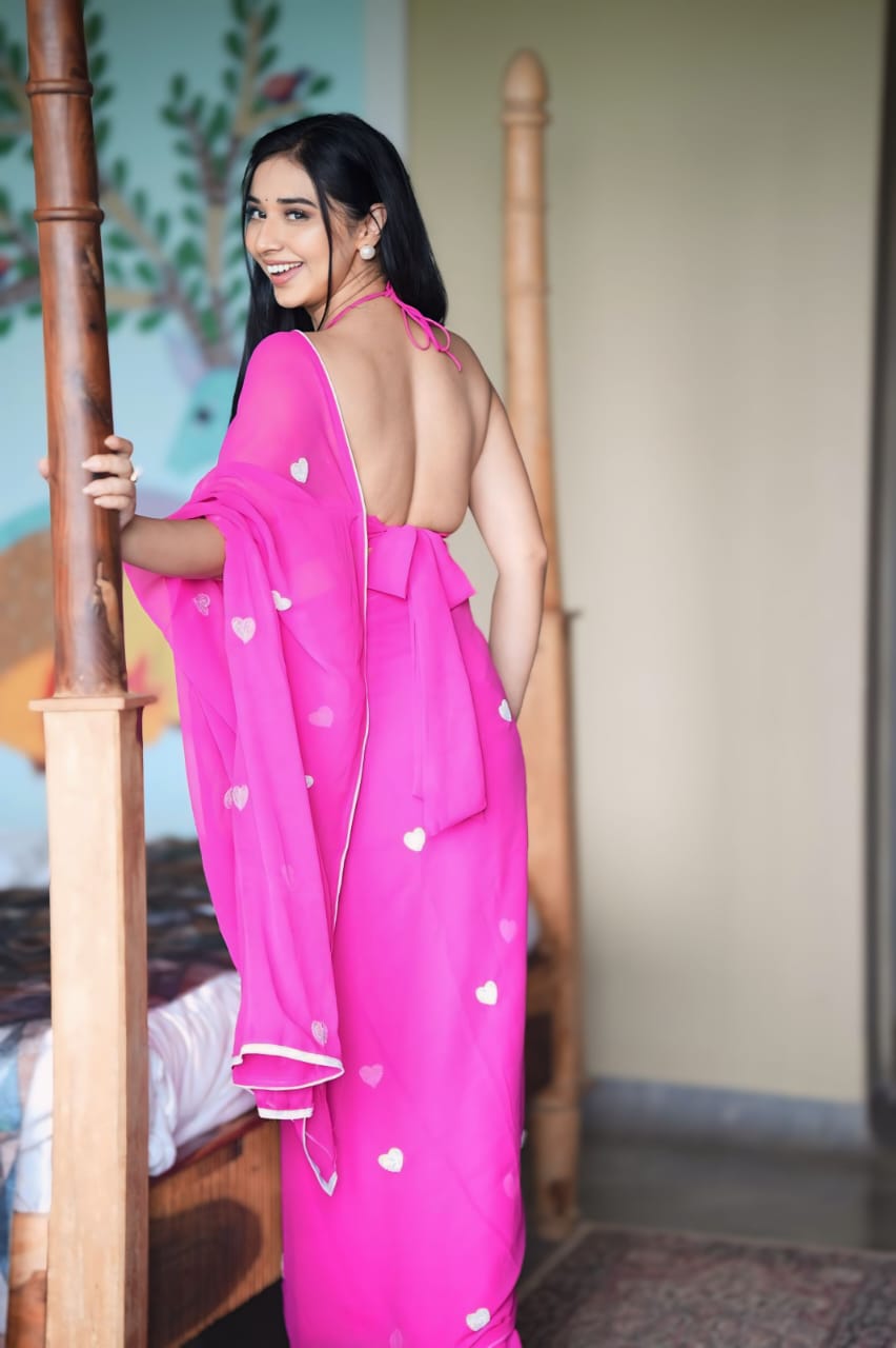 1 MIN READY TO WEAR SAREE IN IMPORTED GEORGETTE WITH EMBROIDERY BLOUSE