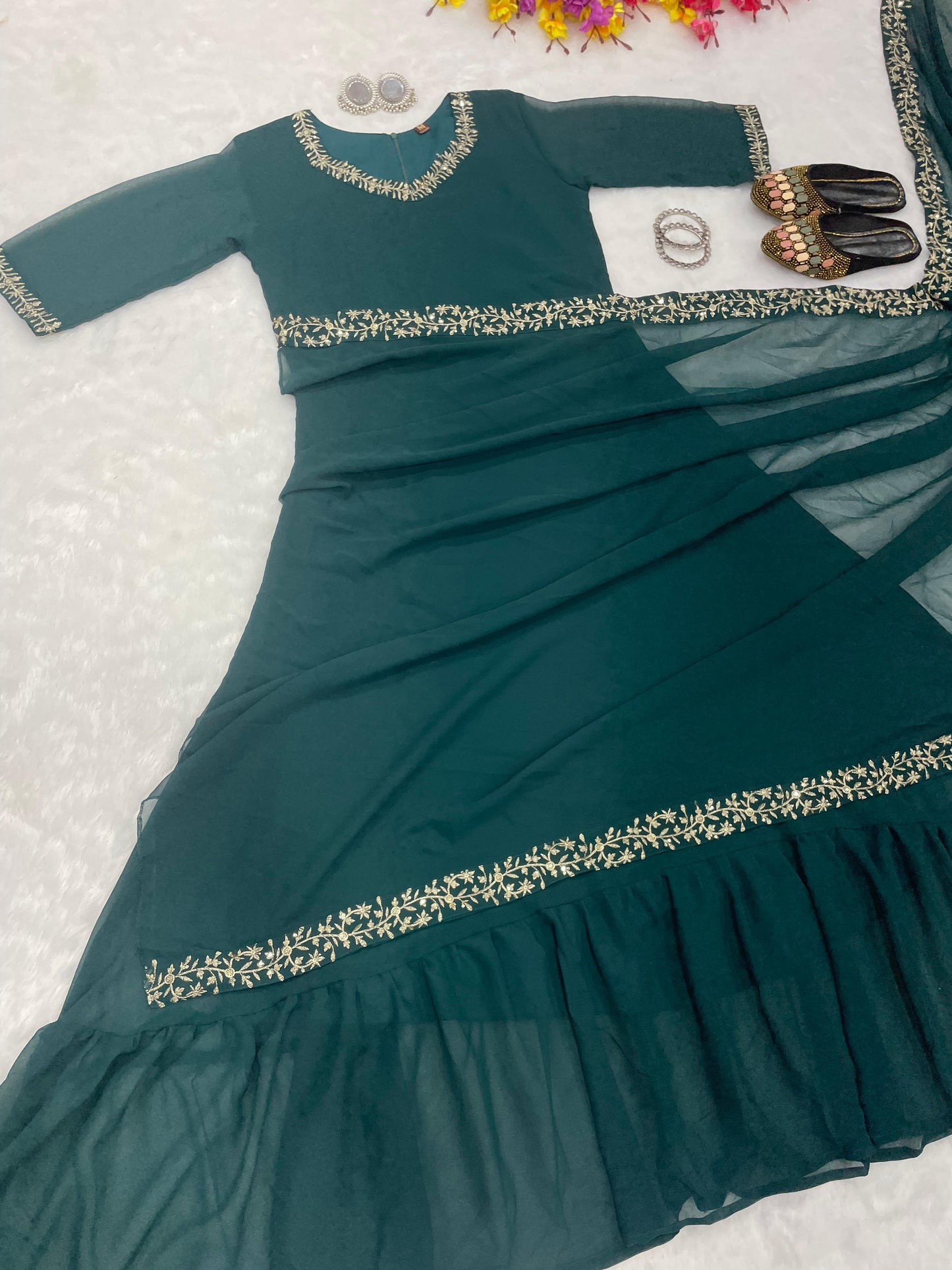 GOWN SAREE 1-MIN READY TO WEAR PREMIUM PRINTED FAUX GEORGETTE