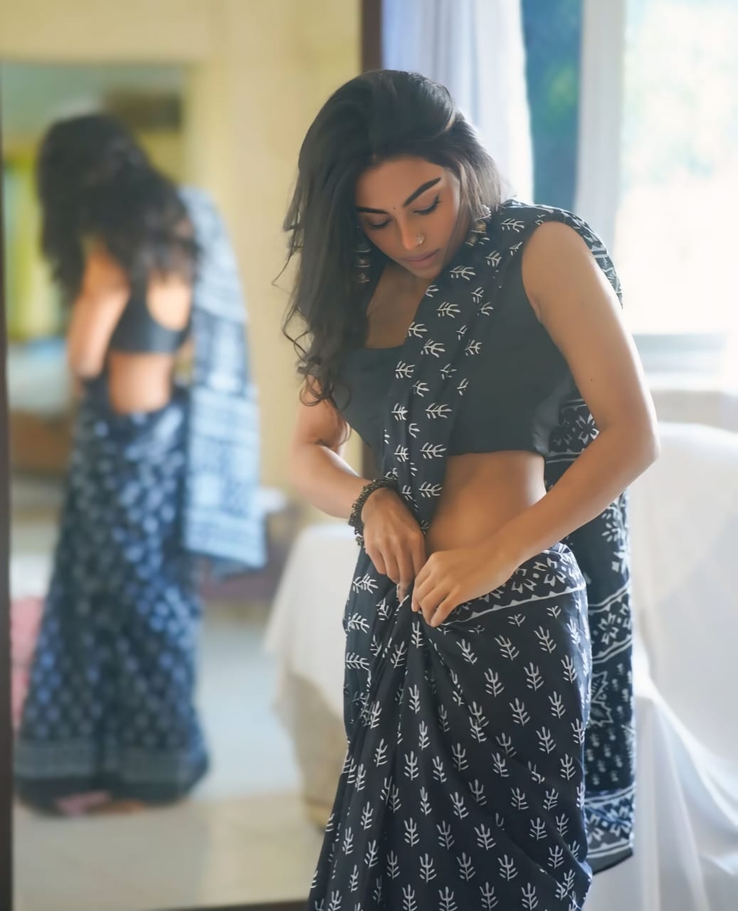 1 MINUTE READY TO WEAR PURE SOFT LINEN SILK SAREE