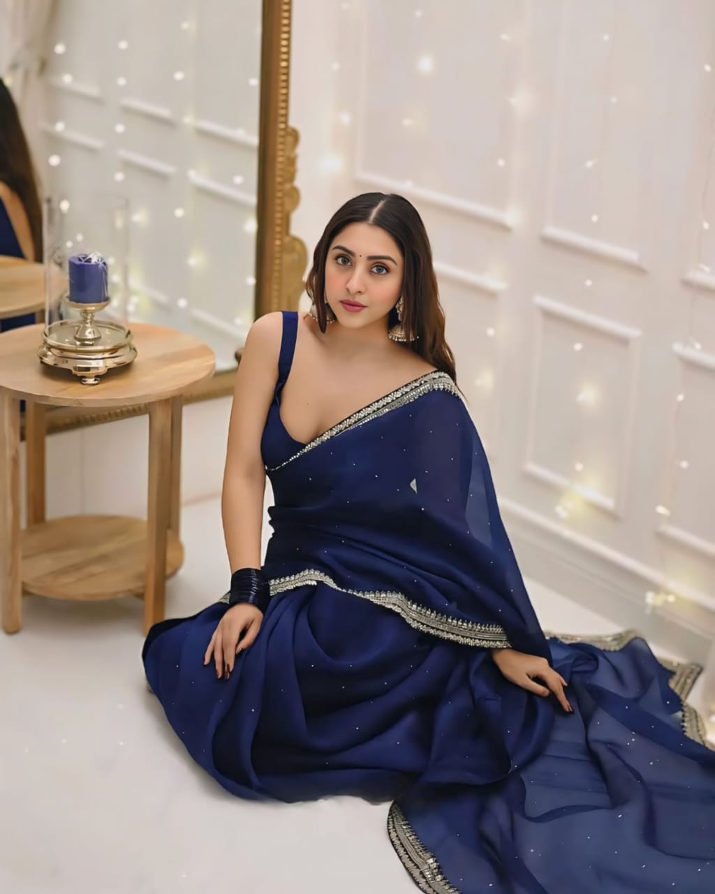 1 MIN READY TO WEAR PURE SOFT ORGANZA SILK WITH BEAUTIFUL DIAMOND WORK