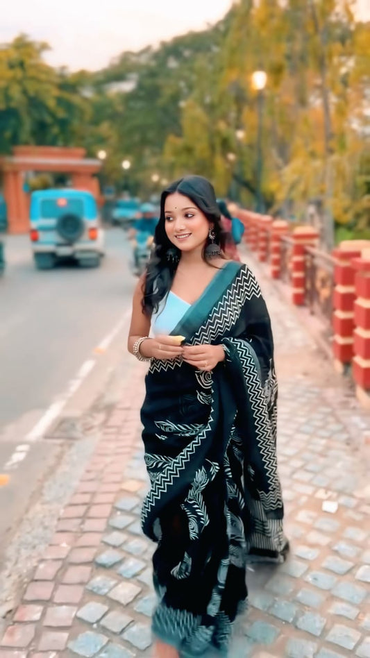 1 MINUTE READY TO WEAR PURE SOFT LINEN SILK SAREE