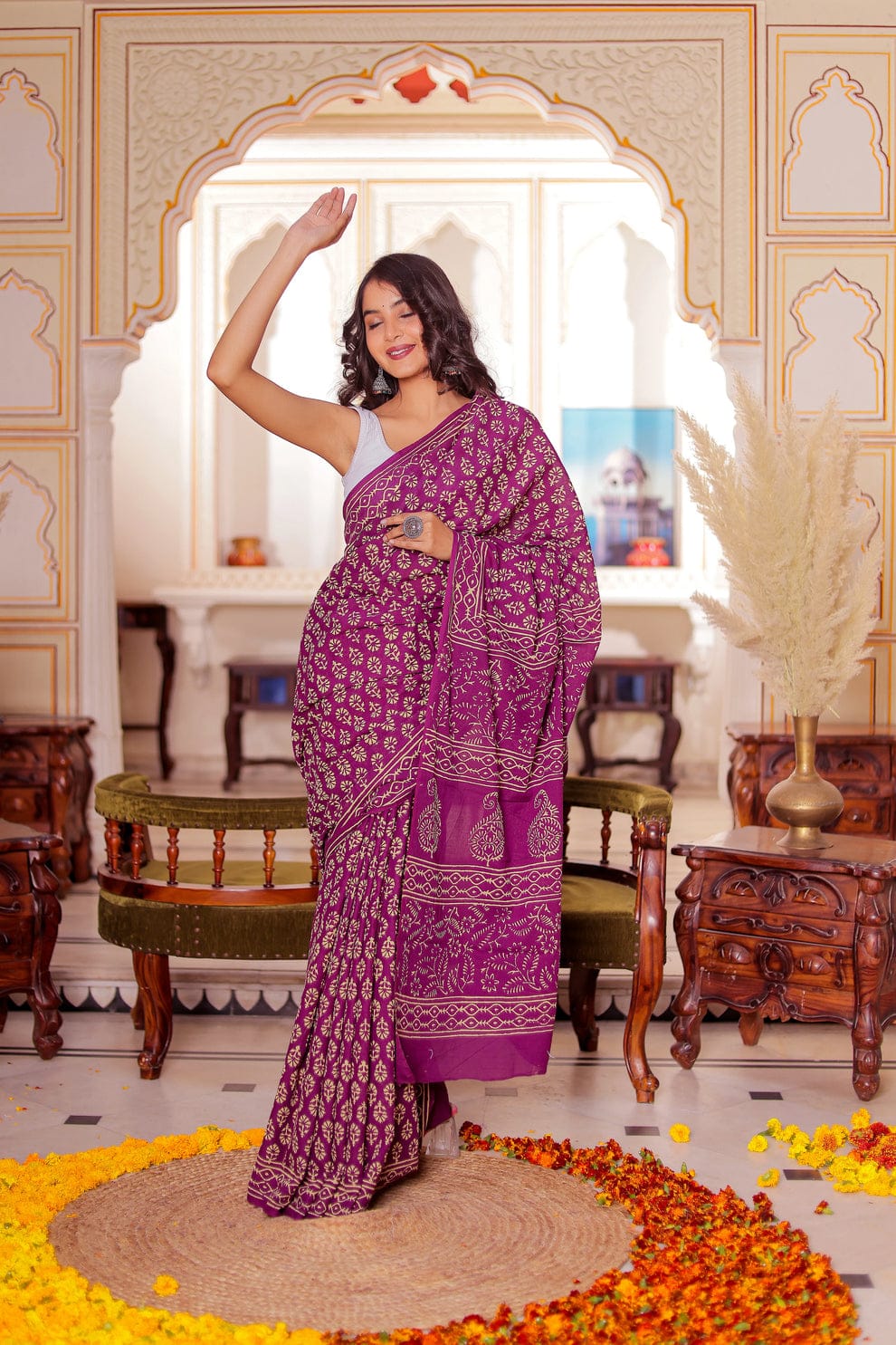 1 MINUTE READY TO WEAR PURE SOFT LINEN SILK SAREE