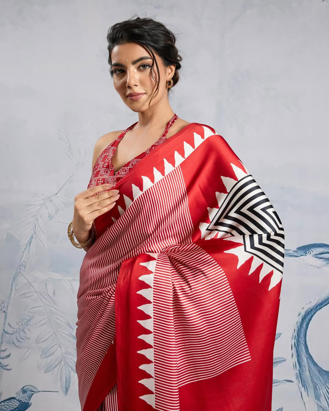 1 MIN READY TO WEAR DIGITAL PRINTED CRAPE SILK SAREE
