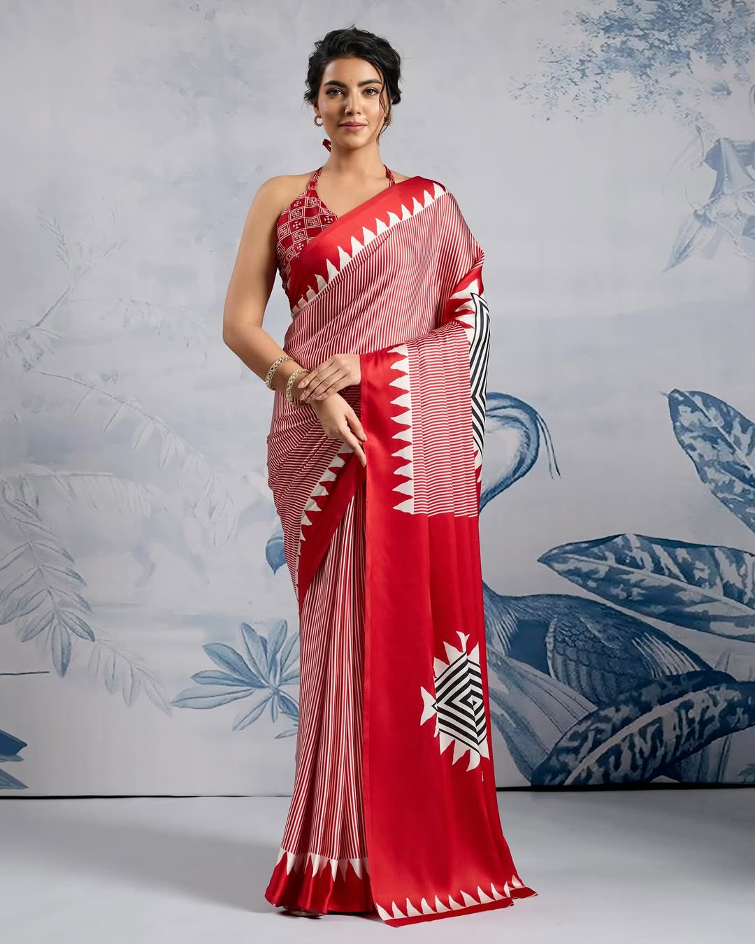 1 MIN READY TO WEAR DIGITAL PRINTED CRAPE SILK SAREE