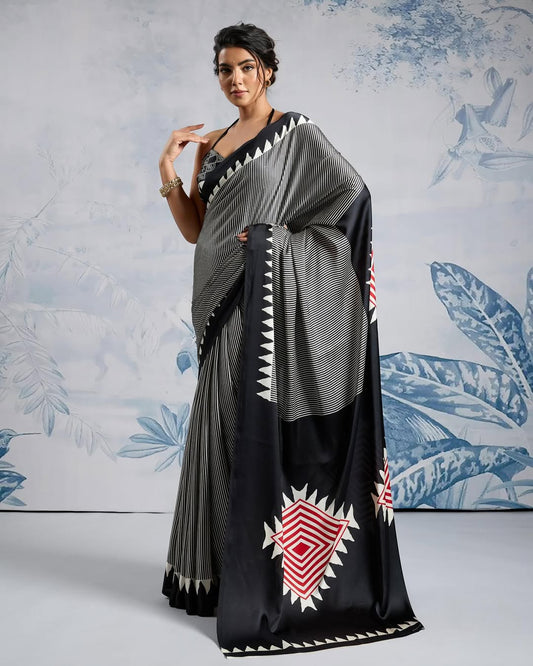 1 MIN READY TO WEAR DIGITAL PRINTED CRAPE SILK SAREE