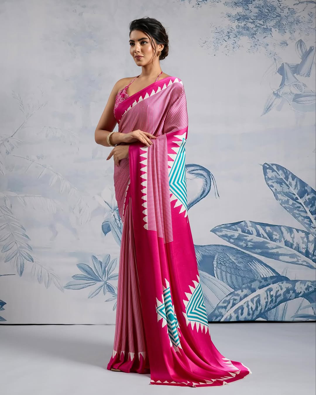 1 MIN READY TO WEAR DIGITAL PRINTED CRAPE SILK SAREE