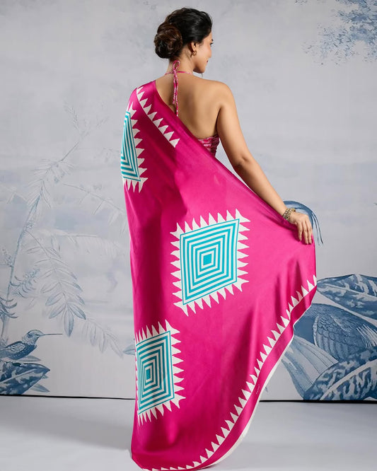 1 MIN READY TO WEAR DIGITAL PRINTED CRAPE SILK SAREE