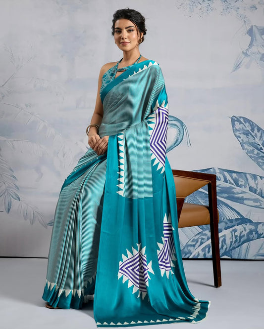 1 MIN READY TO WEAR DIGITAL PRINTED CRAPE SILK SAREE