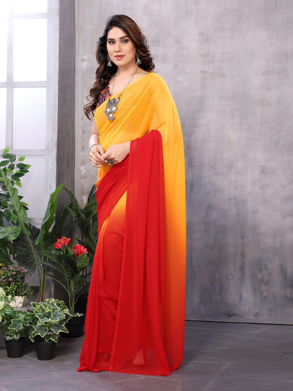 1 MIN READY TO WEAR SAREE IN GEORGETTE WITH BANGLORI BLOUSE