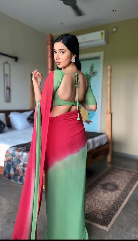 1 MIN READY TO WEAR SAREE IN IMPORTED GEORGETTE WITH BLOUSE