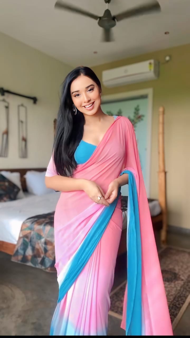 1 MIN READY TO WEAR SAREE IN IMPORTED GEORGETTE WITH BLOUSE