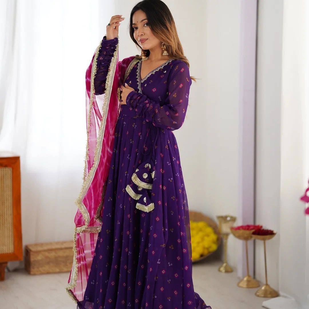 ANARKALI SET SUPERHIT TRENDING 3 PIECES GOWN, PENT & DUPATTA SET