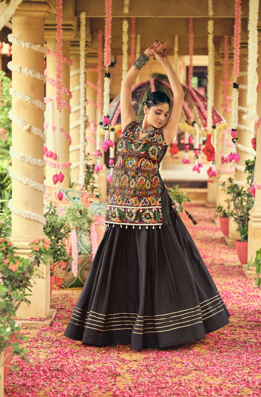 PURE RAYON FABRIC FULL FLAIR & GOTA RIBBIN LEHENGA CHOLI SET
