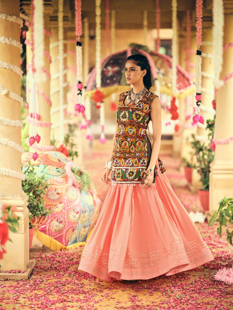PURE RAYON FABRIC FULL FLAIR & GOTA RIBBIN LEHENGA CHOLI SET