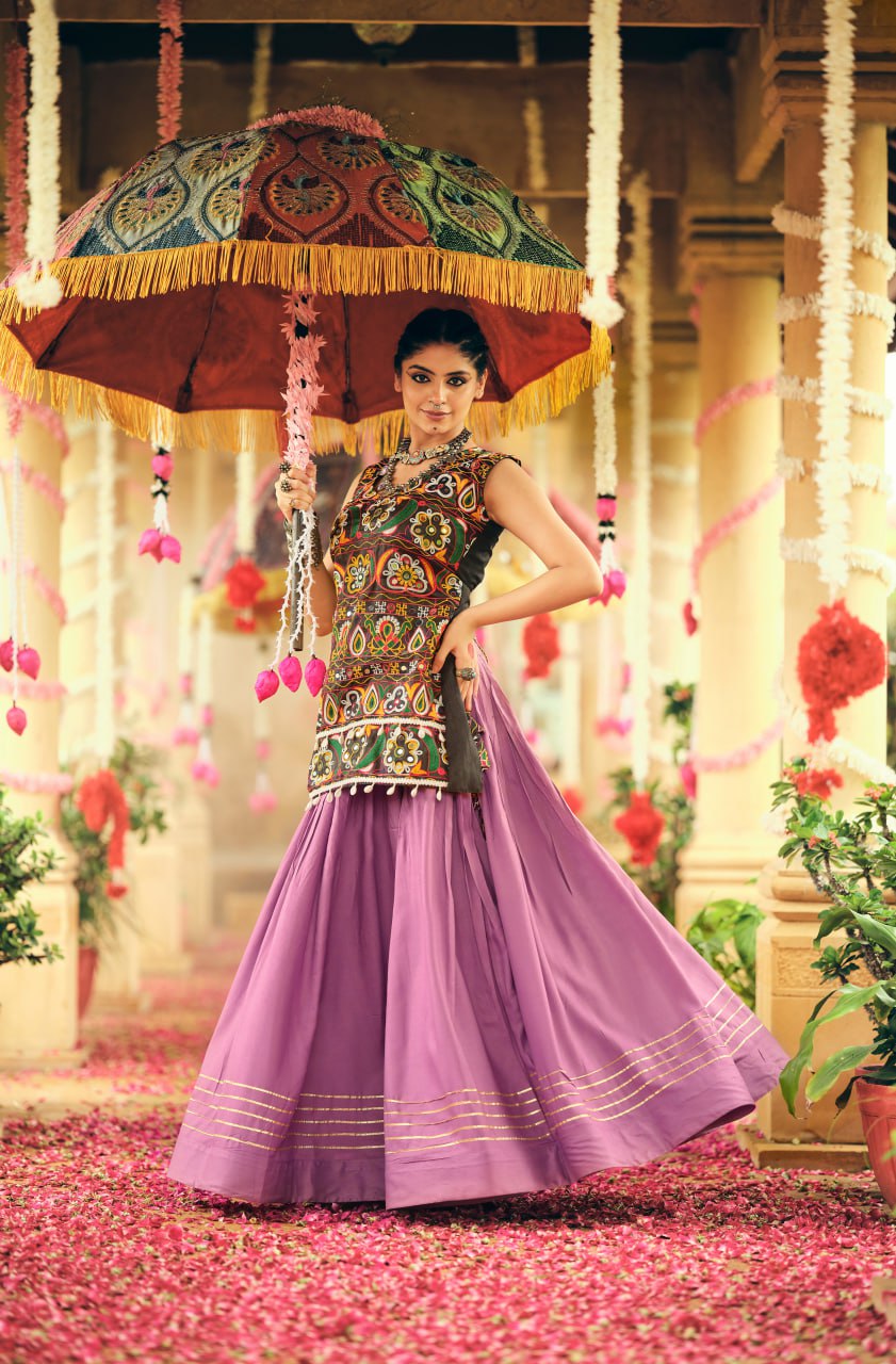 PURE RAYON FABRIC FULL FLAIR & GOTA RIBBIN LEHENGA CHOLI SET