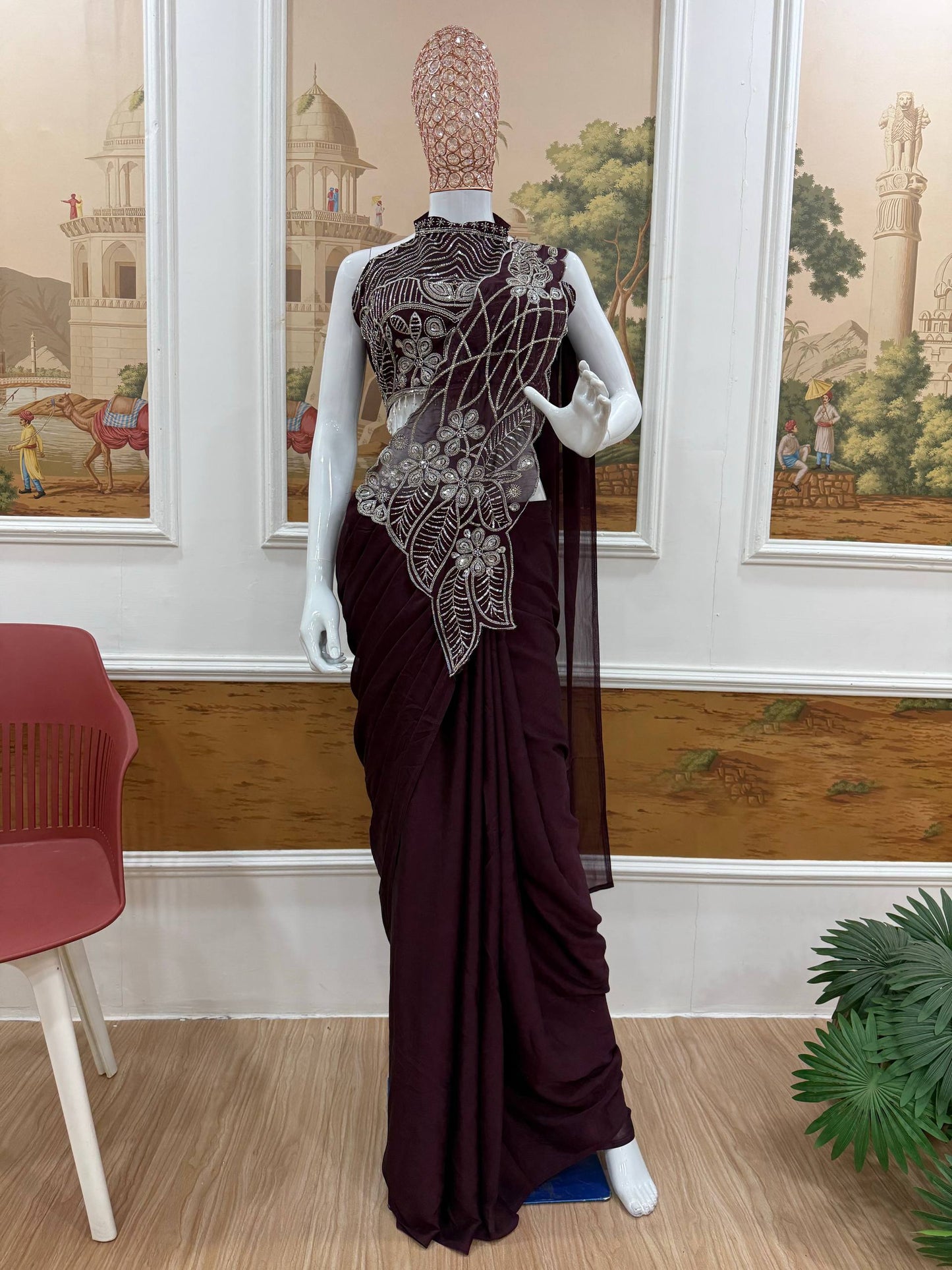 SUPERHIT READY TO WEAR SAREE WITH FULLY EMBROIDERED STYLIST BLOUSE