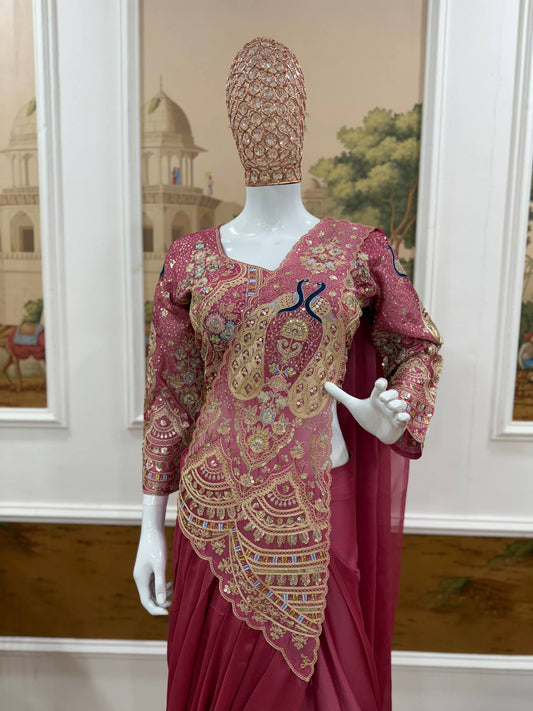 TRENDING READY TO WEAR SAREE WITH FULLY EMBROIDERED STYLIST BLOUSE