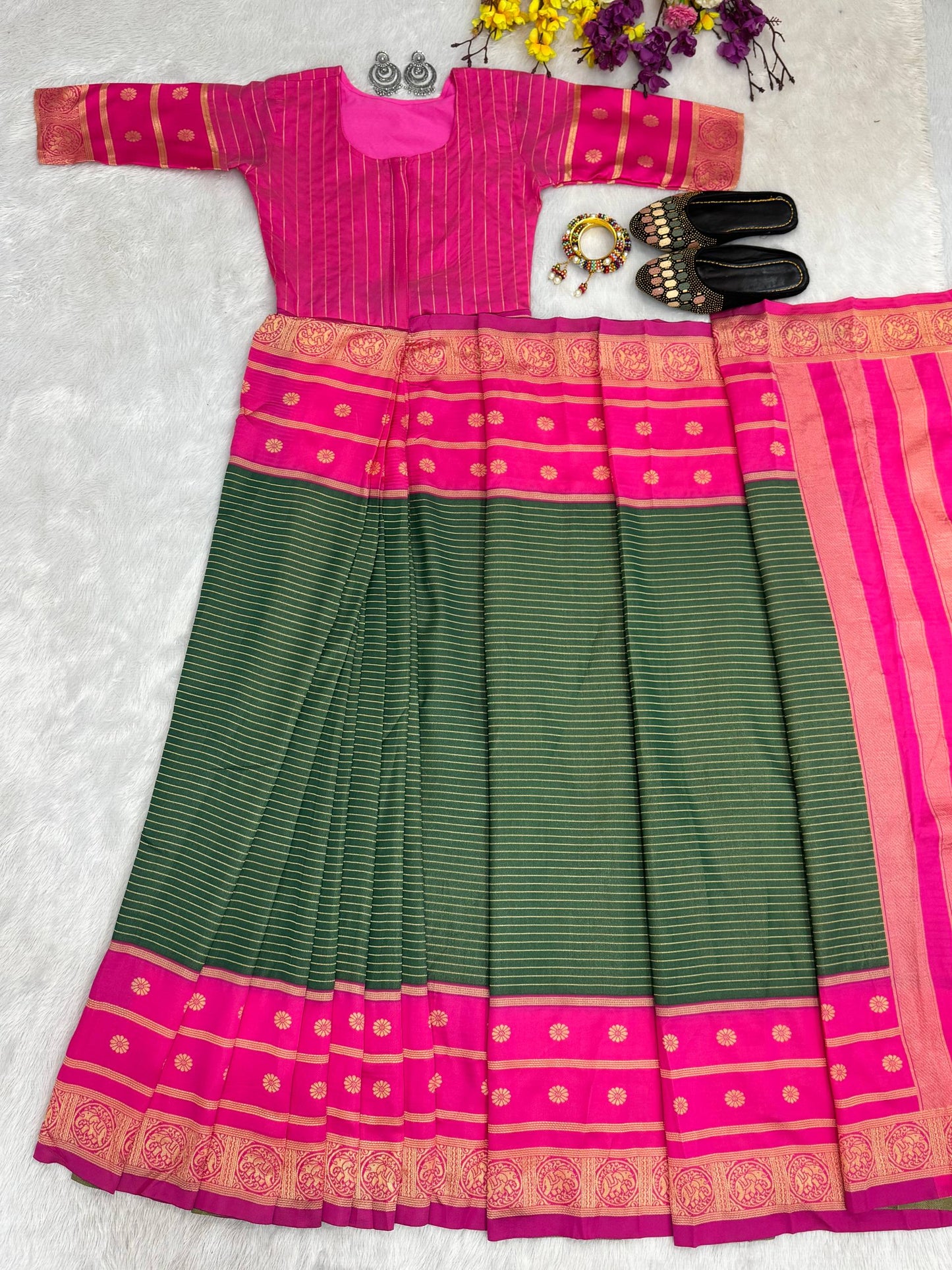 READY-TO-WEAR MYSORE SILK SAREE GOWN-EFFORTLESS PARTY WEAR FOR WOMEN