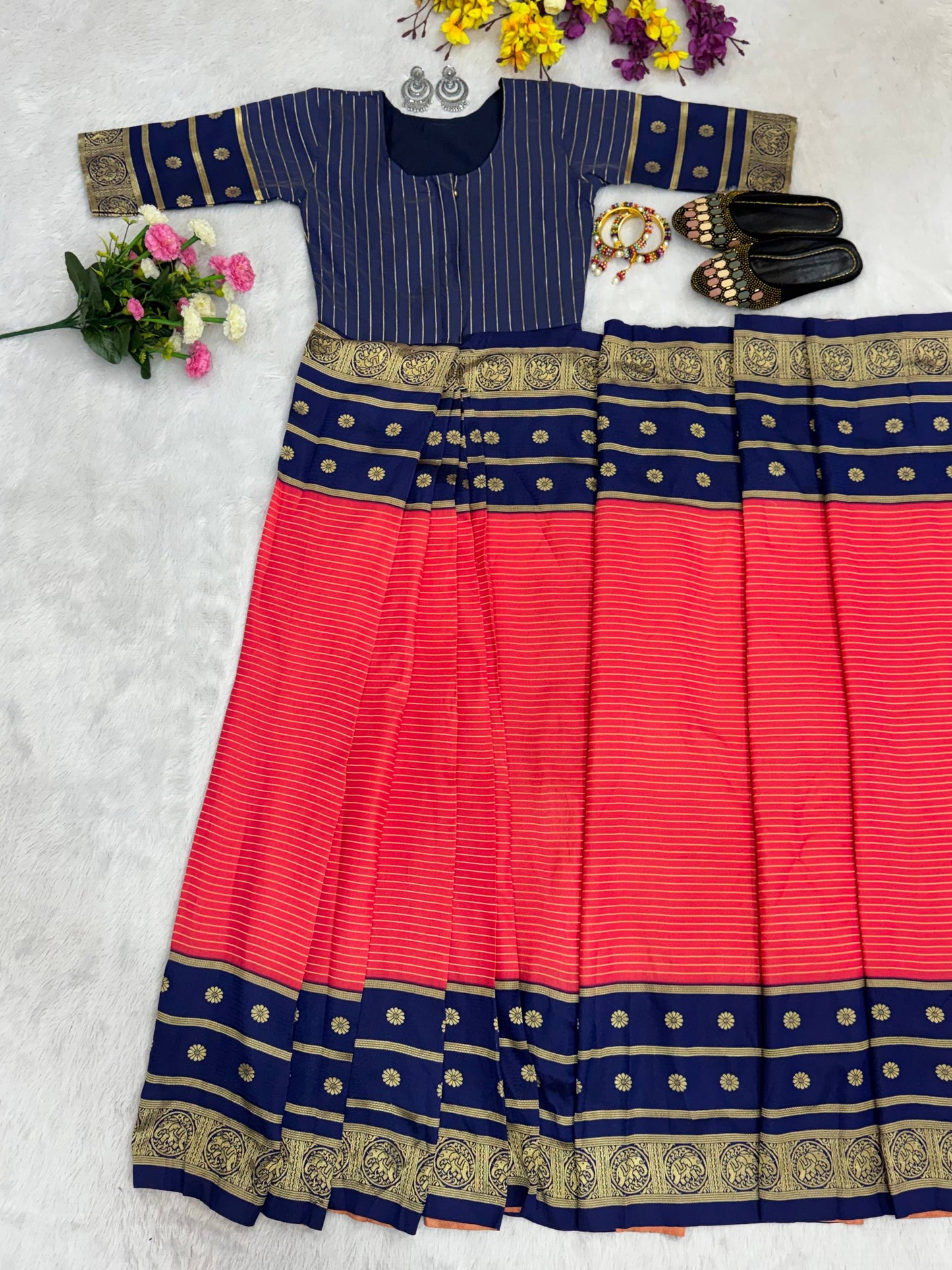 READY-TO-WEAR MYSORE SILK SAREE GOWN-EFFORTLESS PARTY WEAR FOR WOMEN