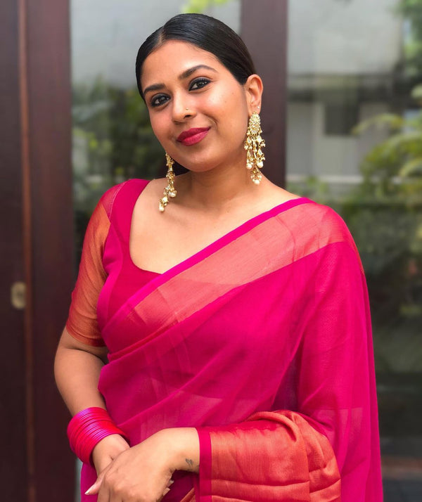 1-Min Ready to Wear saree in PREMIUM CHIFFON WITH ZARI PATTA