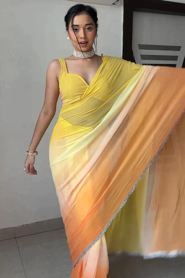 1 MIN READY TO WEAR SAREE IN IMPORTED GEORGETTE WITH BLOUSE