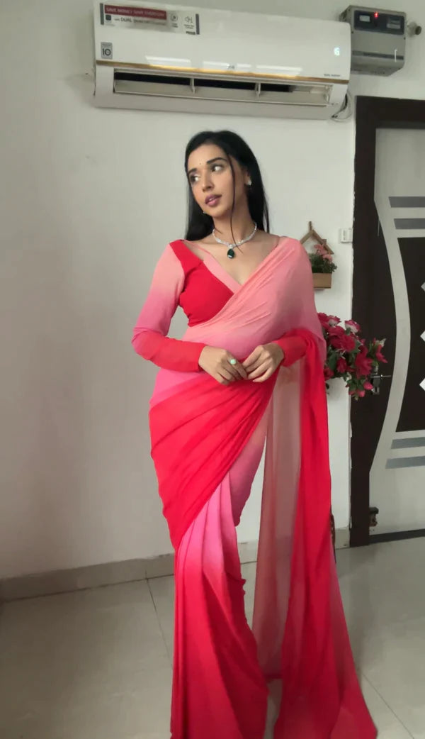 1 MIN READY TO WEAR SAREE IN IMPORTED FABRIC WITH HEAVY BLOUSE