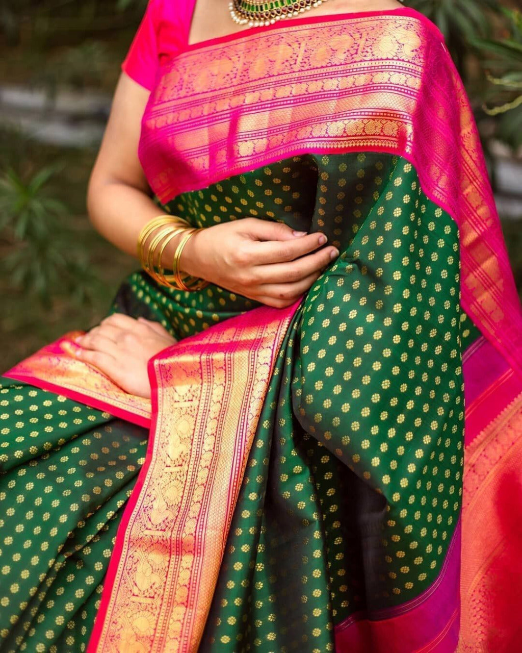 Pure Kanjivaram Pattu Jacquard Silk Saree With Blouse