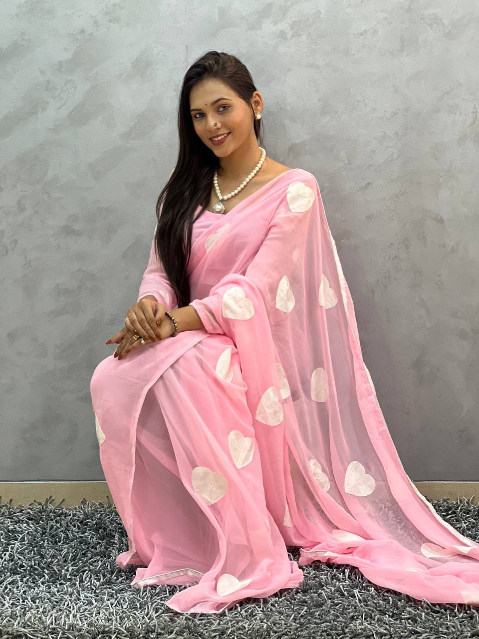1 MIN READY TO WEAR SAREE IN IMPORTED GEORGETTE WITH HEAVY BLOUSE