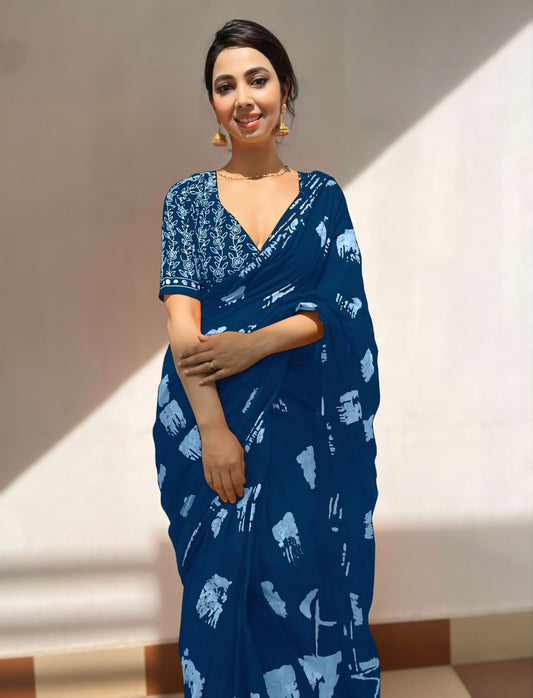 POCKET SAREE WITH READY TO WEAR PURE SOFT MUL MUL COTTON SILK SAREE
