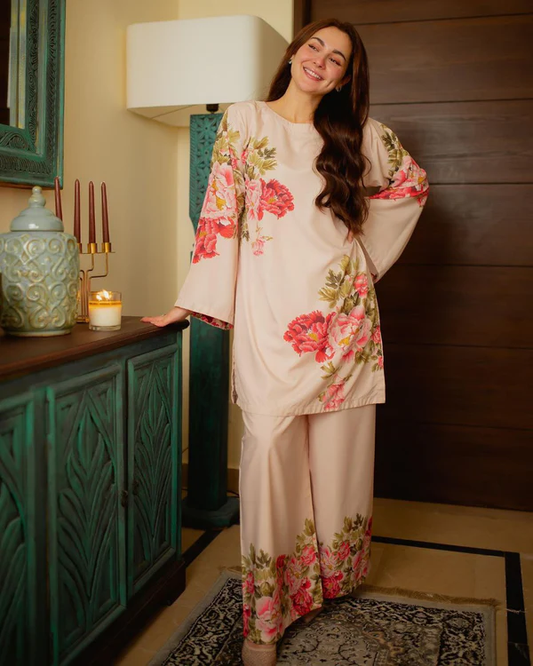 Hania Aamir Light Beige Bloom & Bliss Co-ord Set