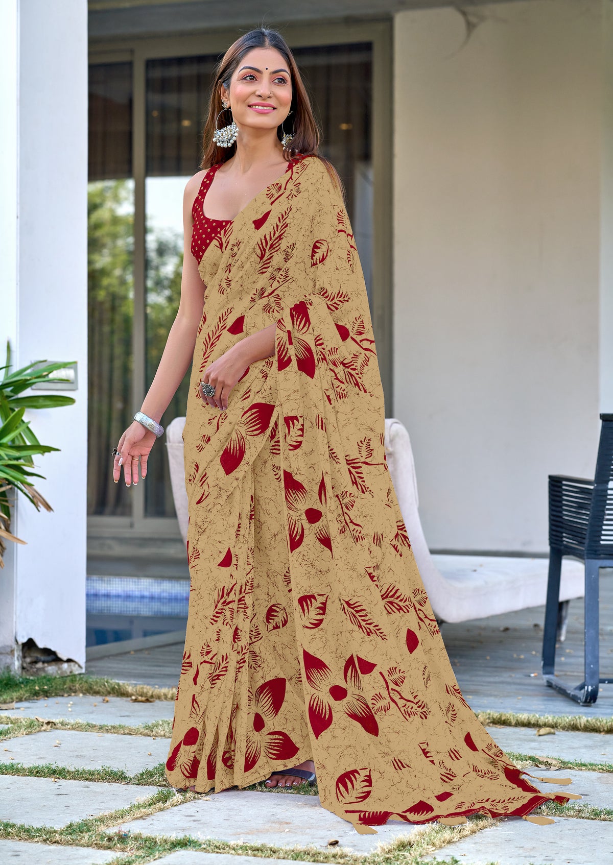 PURE COTTON FANCY BAGRU BLOCK PRINT SAREES WITH BLOUSE PICE