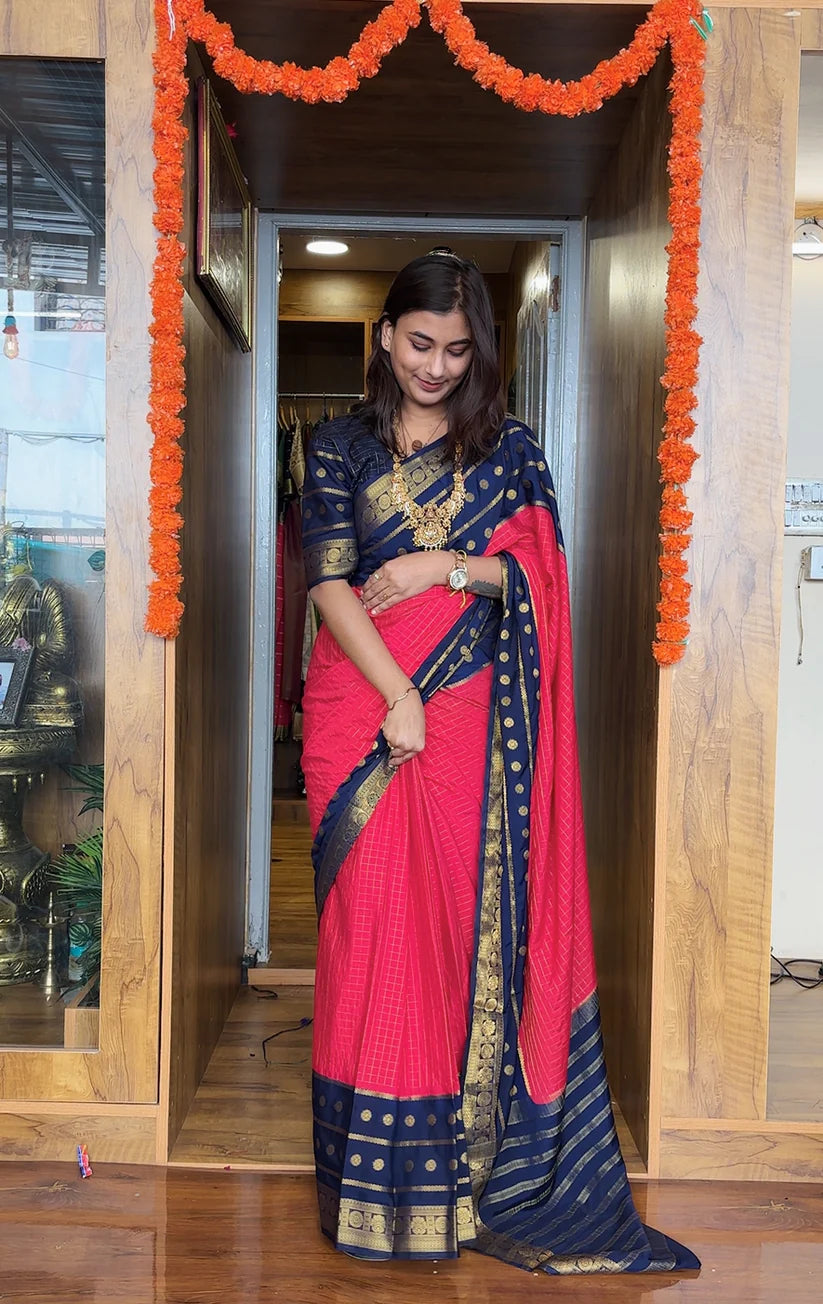 READY-TO-WEAR MYSORE SILK SAREE GOWN-EFFORTLESS PARTY WEAR FOR WOMEN